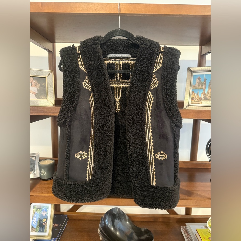Twelfth Street by Cynthia Vincent Faux Suede and Sherpa Embroidered Vest